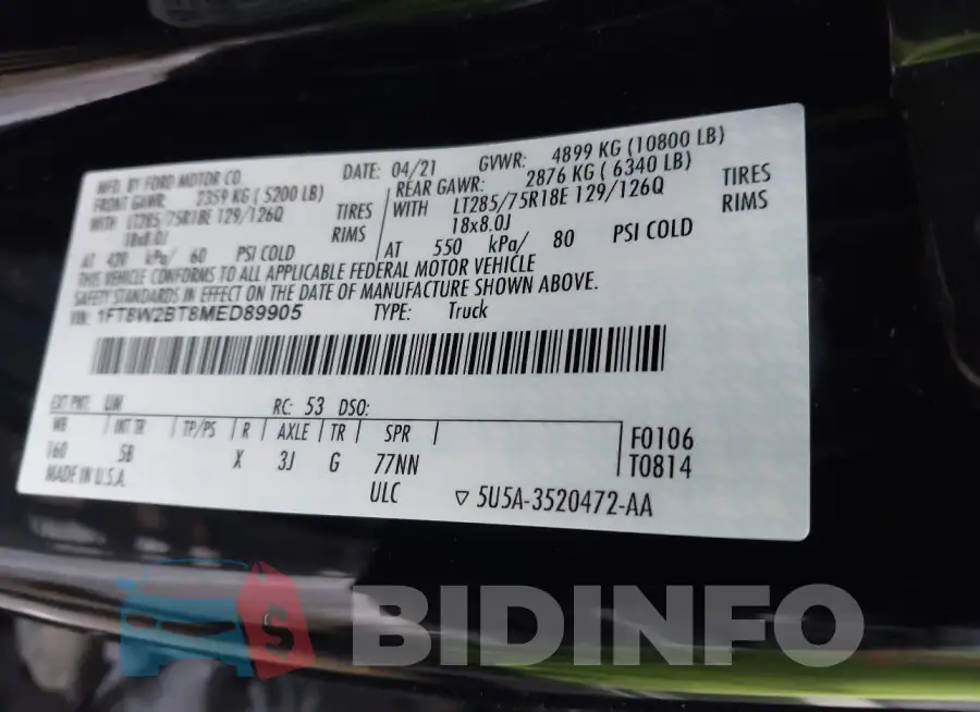 1FT8W2BT8MED89905 Photo# 8