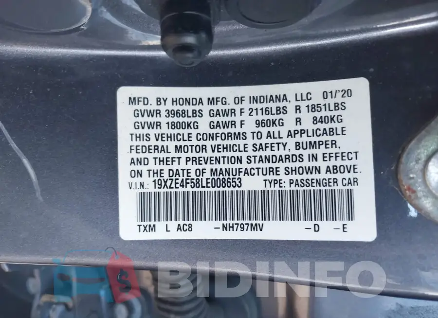 19XZE4F58LE008653 Photo# 9