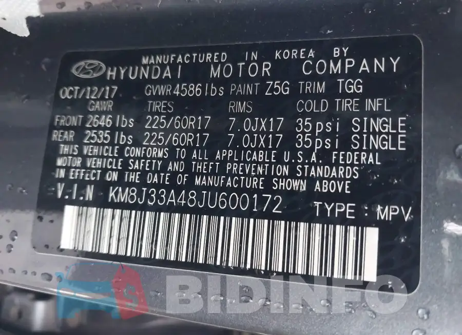 KM8J33A48JU600172 Photo# 9