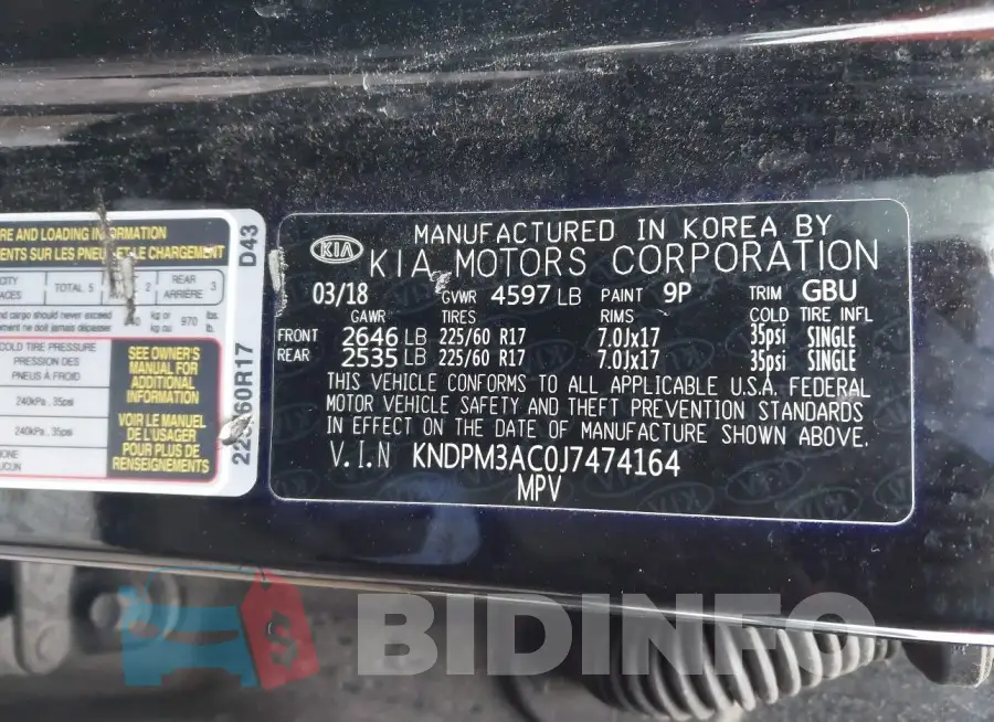 KNDPM3AC0J7474164 Photo# 9