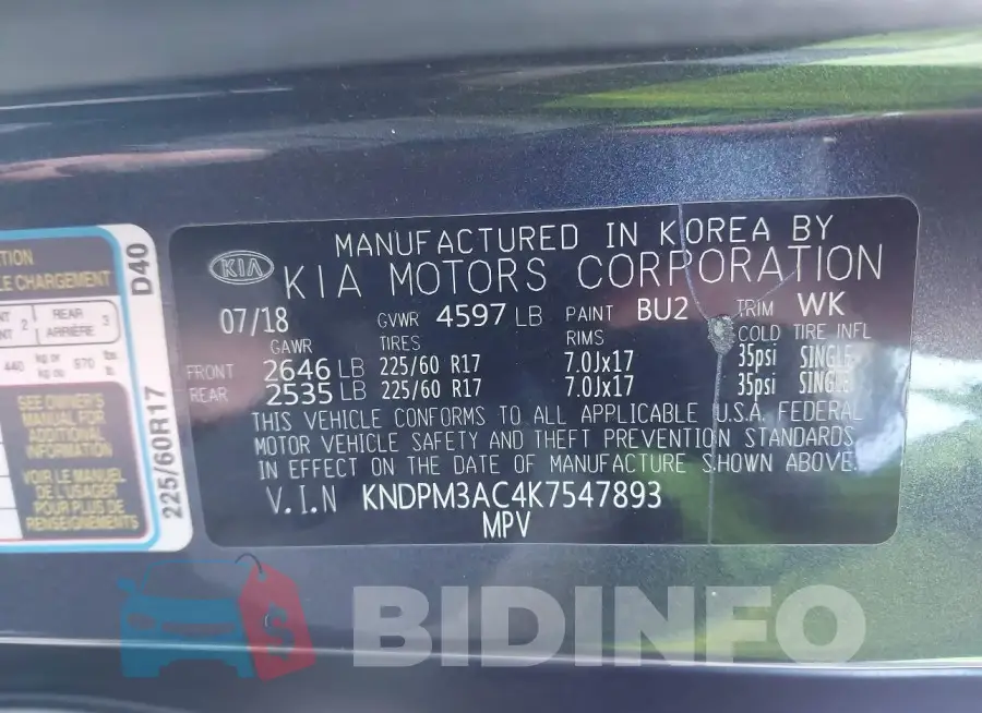 KNDPM3AC4K7547893 Photo# 9