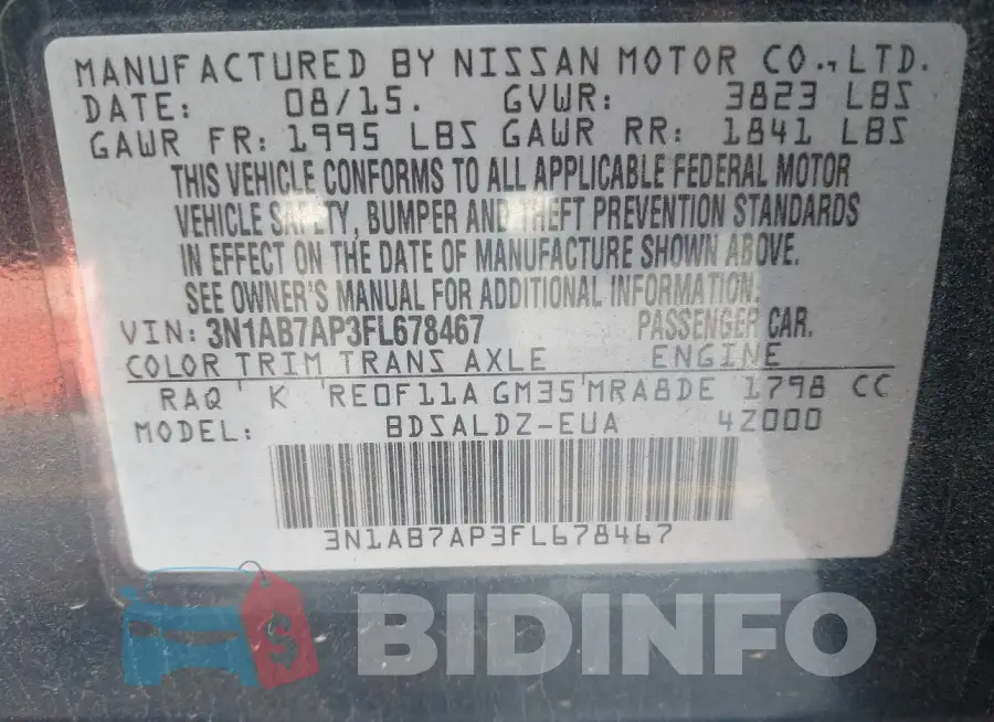 3N1AB7AP3FL678467 Photo# 9
