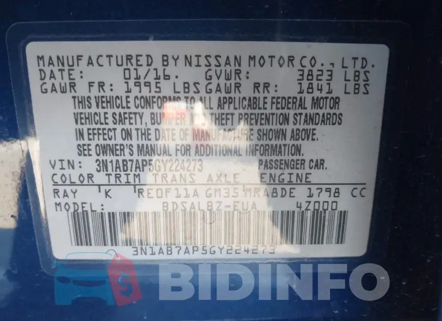 3N1AB7AP5GY224273 Photo# 9