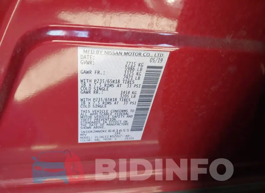 5N1DR2MN0KC641655 Photo# 9