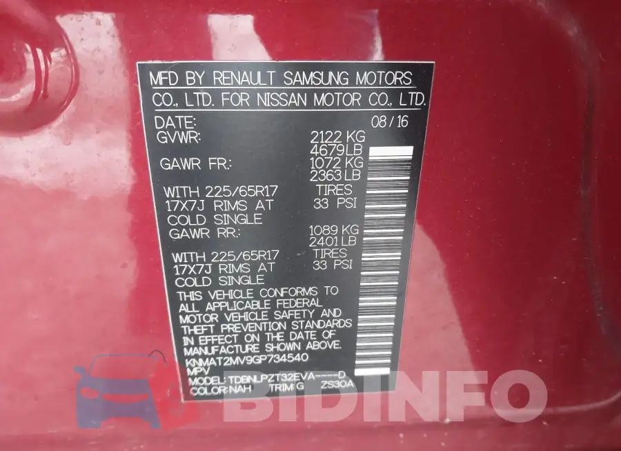 KNMAT2MV9GP734540 Photo# 9