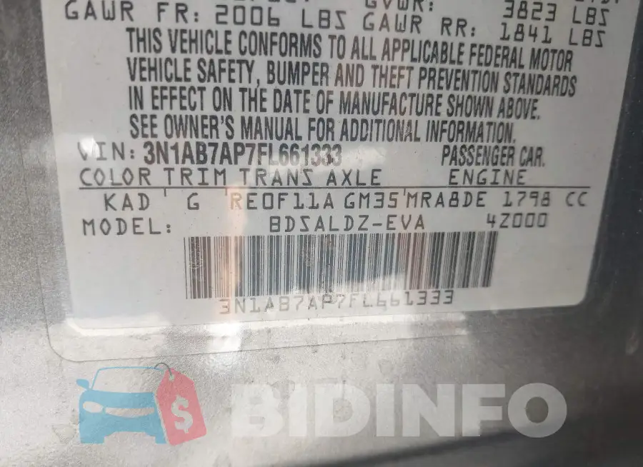3N1AB7AP7FL661333 Photo# 9