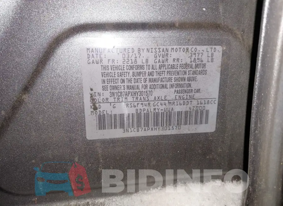 3N1CB7APXHY301570 Photo# 9
