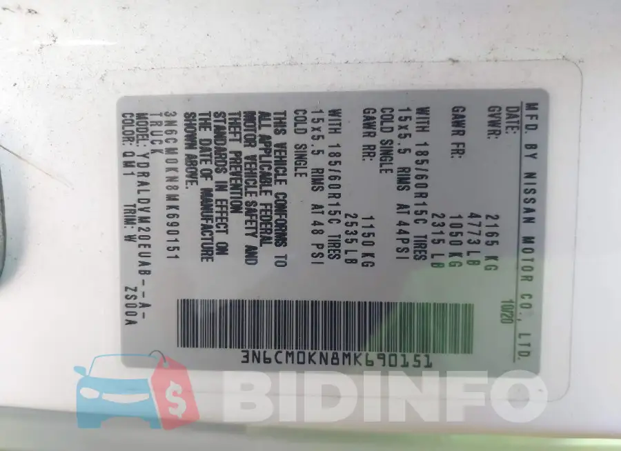 3N6CM0KN8MK690151 Photo# 9