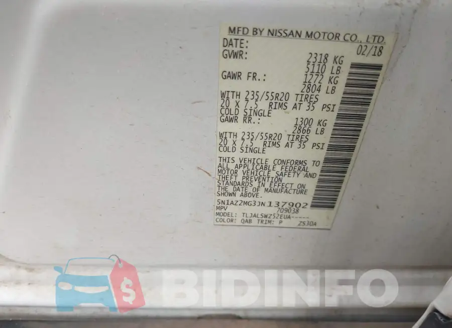 5N1AZ2MG3JN137902 Photo# 9