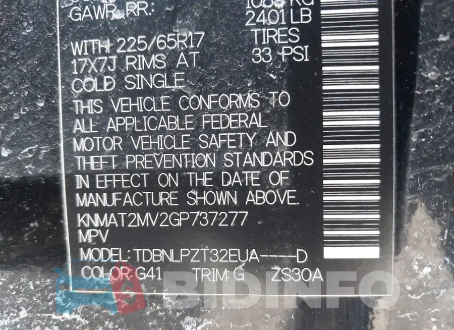 KNMAT2MV2GP737277 Photo# 9