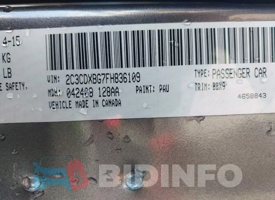 2C3CDXBG7FH836109 Photo# 9