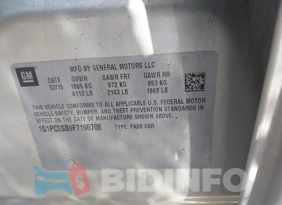 1G1PC5SB9F7196708 Photo# 9