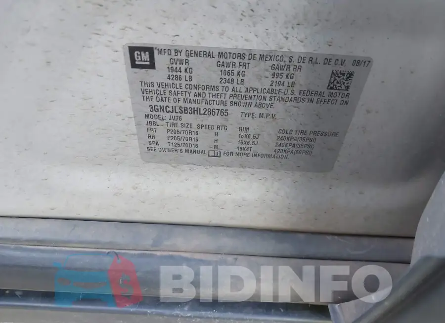 3GNCJLSB3HL286765 Photo# 9