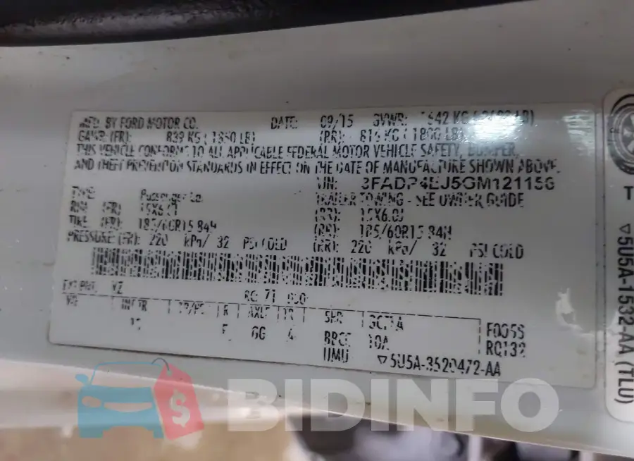 3FADP4EJ5GM121156 Photo# 9