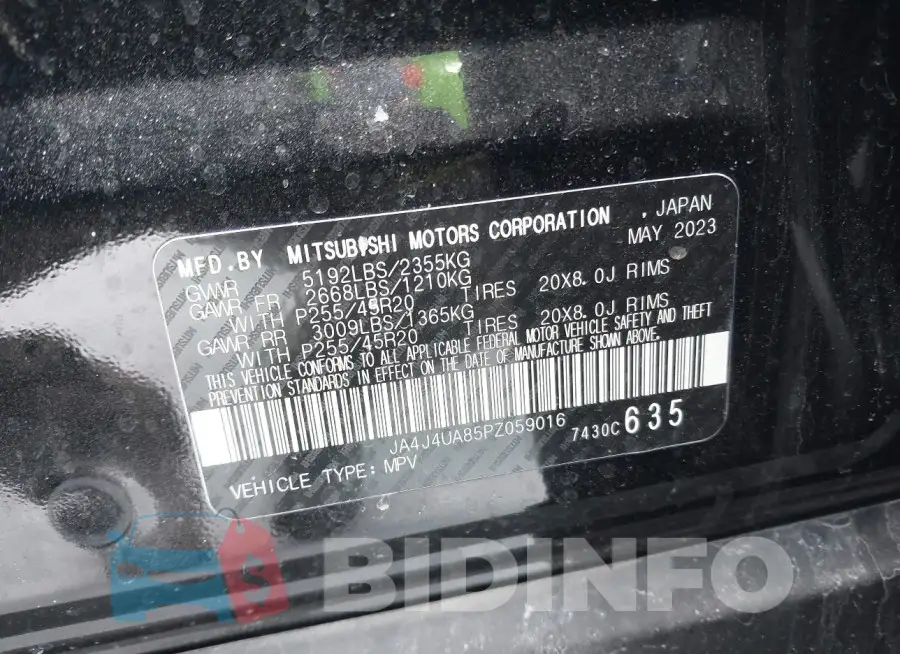 JA4J4UA85PZ059016 Photo# 9