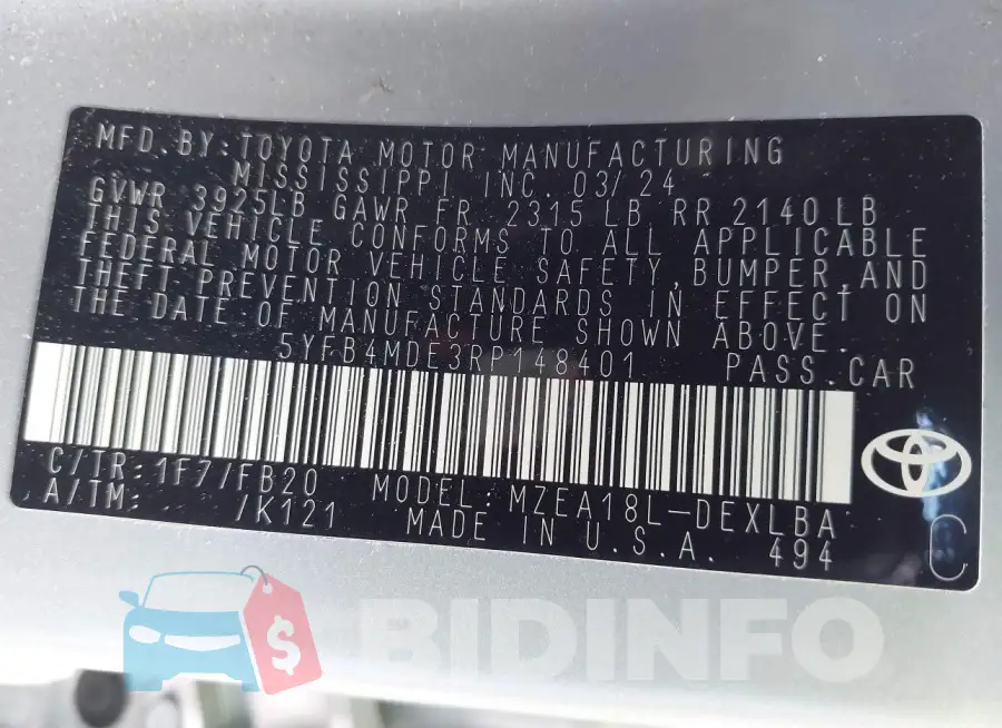 5YFB4MDE3RP148401 Photo# 9