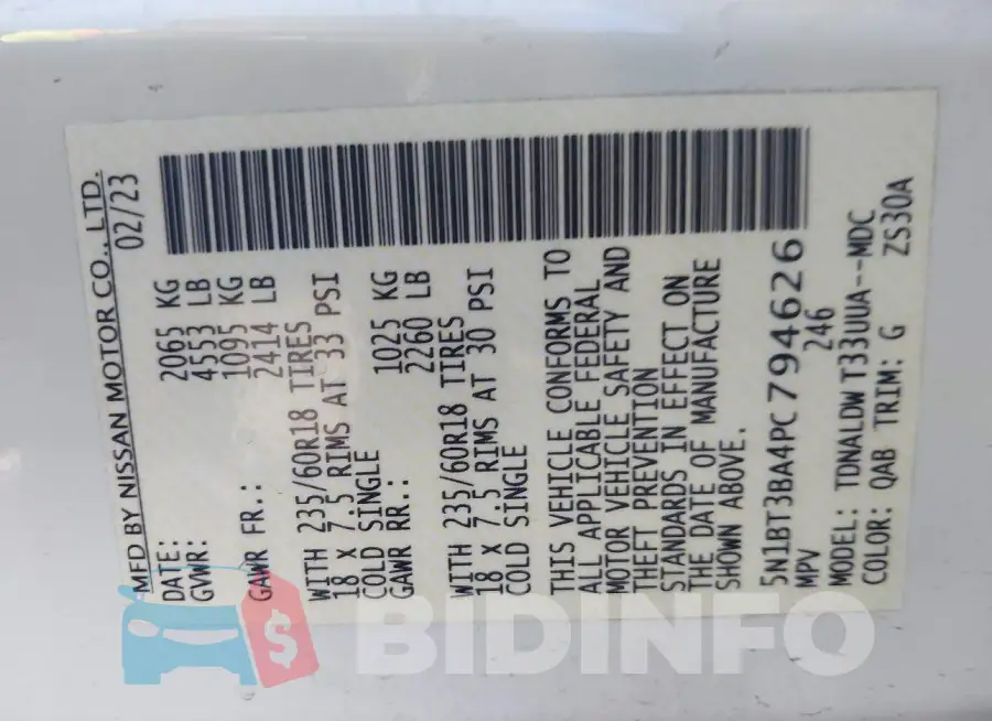 5N1BT3BA4PC794626 Photo# 9