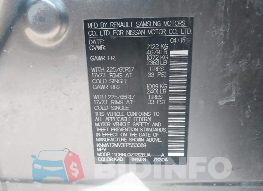 KNMAT2MV3FP553089 Photo# 9