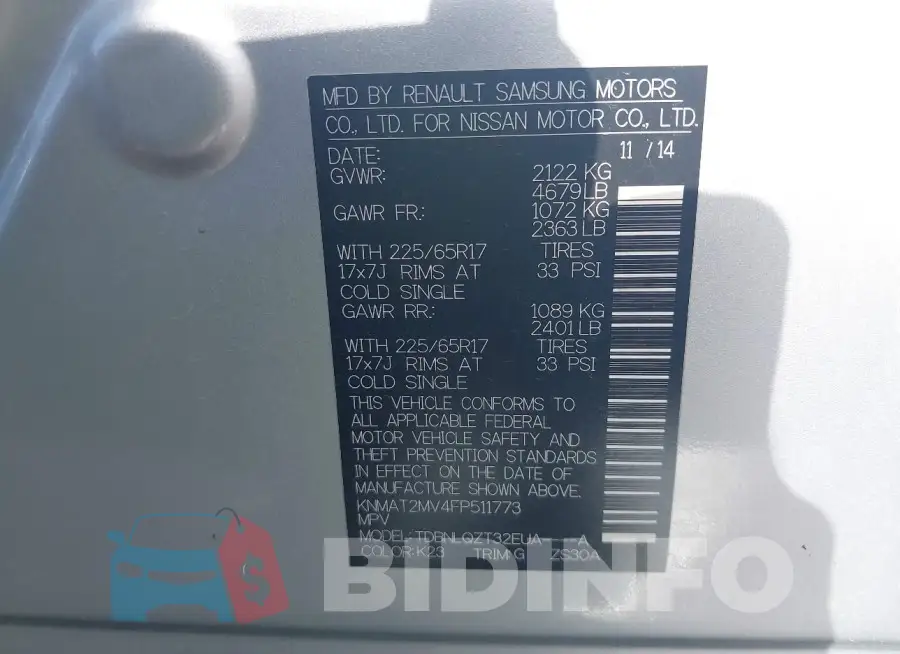 KNMAT2MV4FP511773 Photo# 9