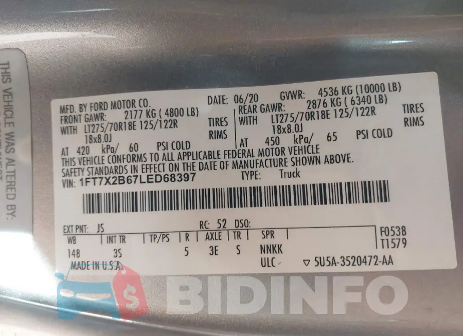 1FT7X2B67LED68397 Photo# 9