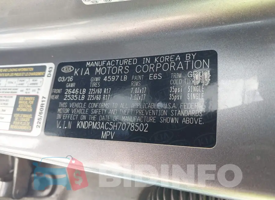 KNDPM3AC5H7078502 Photo# 9