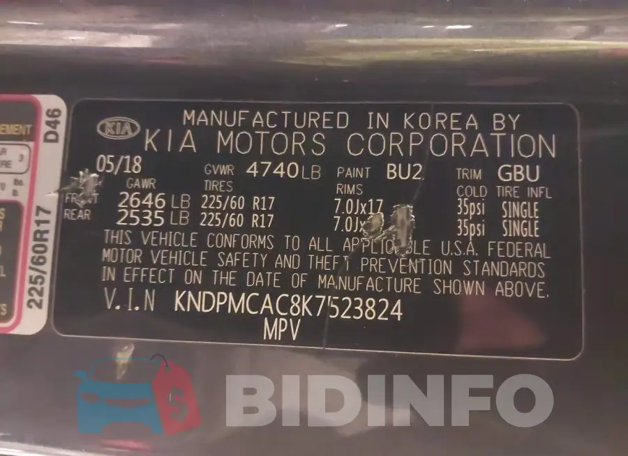 KNDPMCAC8K7523824 Photo# 9