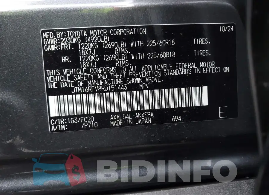 JTM16RFV8RD151443 Photo# 9