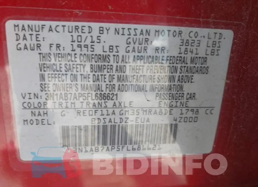 3N1AB7AP5FL686621 Photo# 9