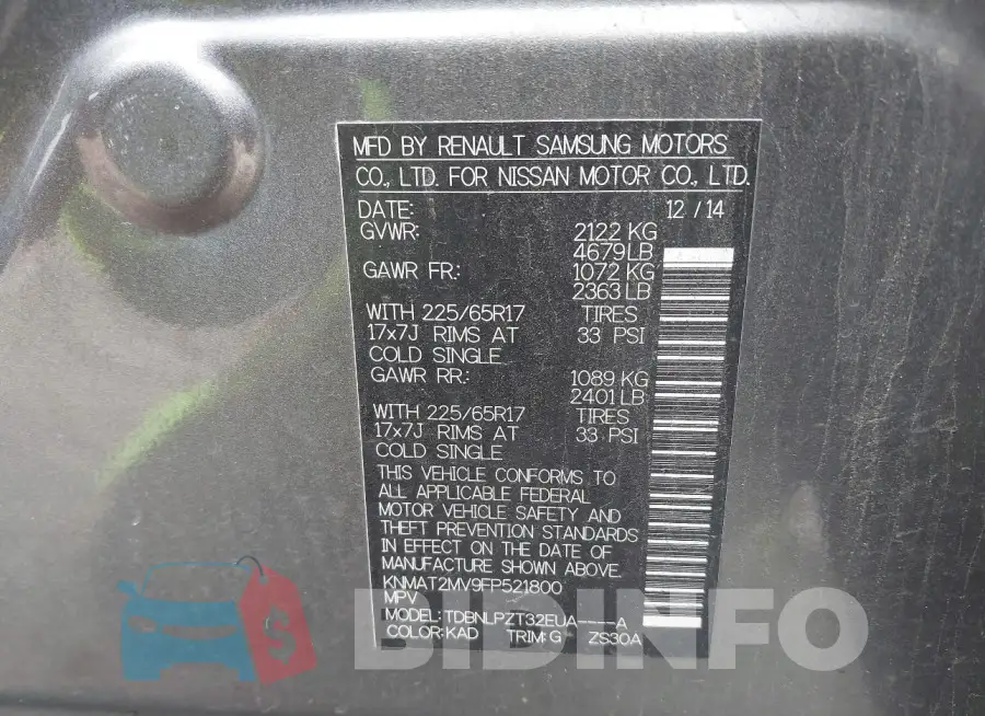 KNMAT2MV9FP521800 Photo# 9