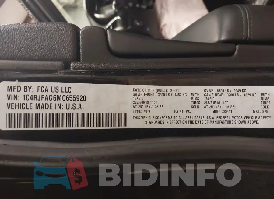 1C4RJFAG6MC655920 Photo# 9