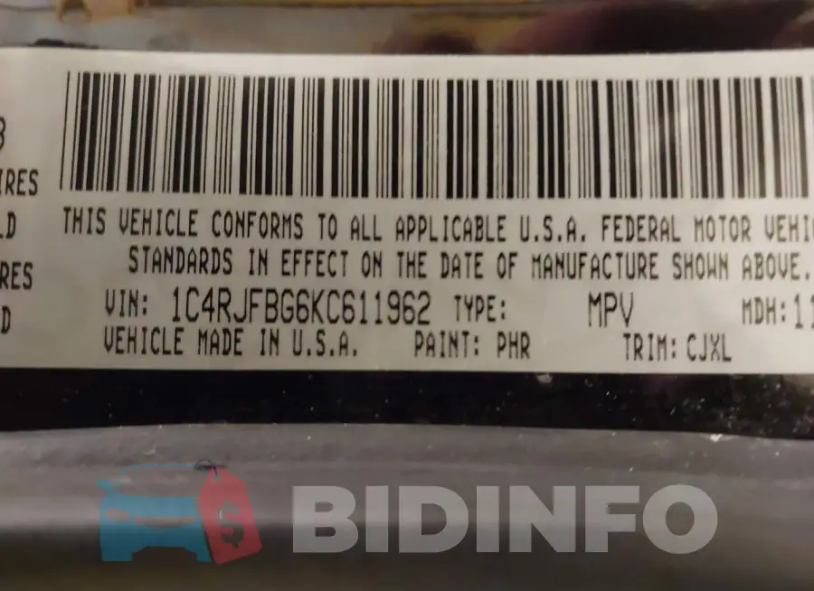 1C4RJFBG6KC611962 Photo# 9