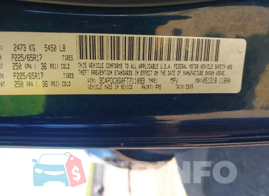 3C4PDCBG0FT711093 Photo# 9