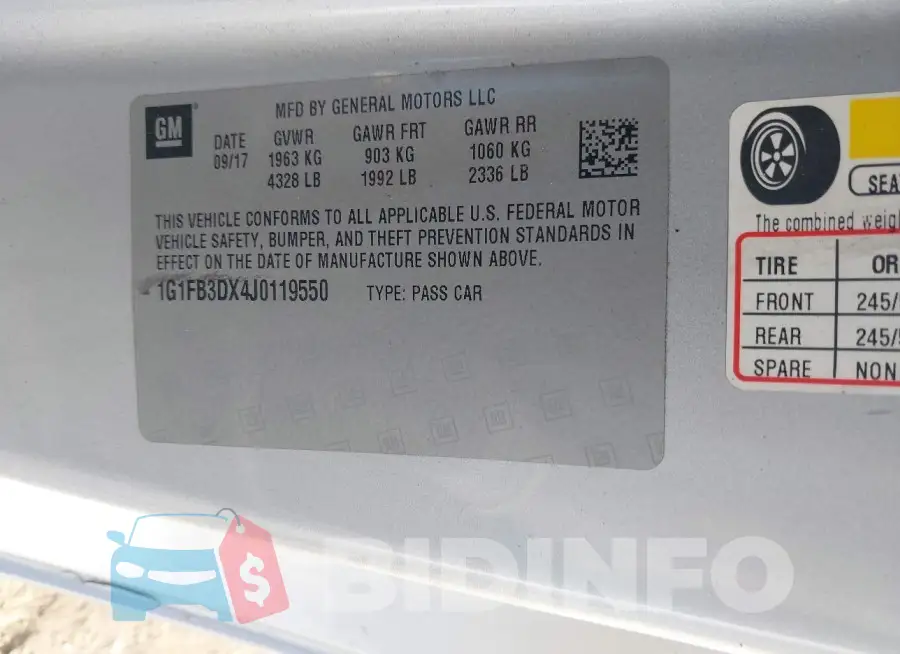 1G1FB3DX4J0119550 Photo# 9