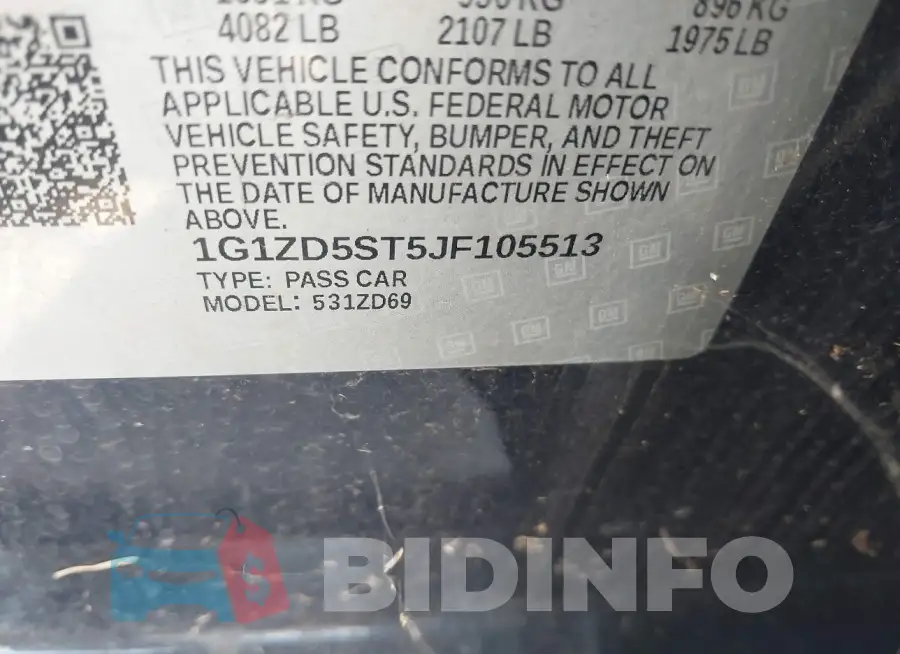 1G1ZD5ST5JF105513 Photo# 9