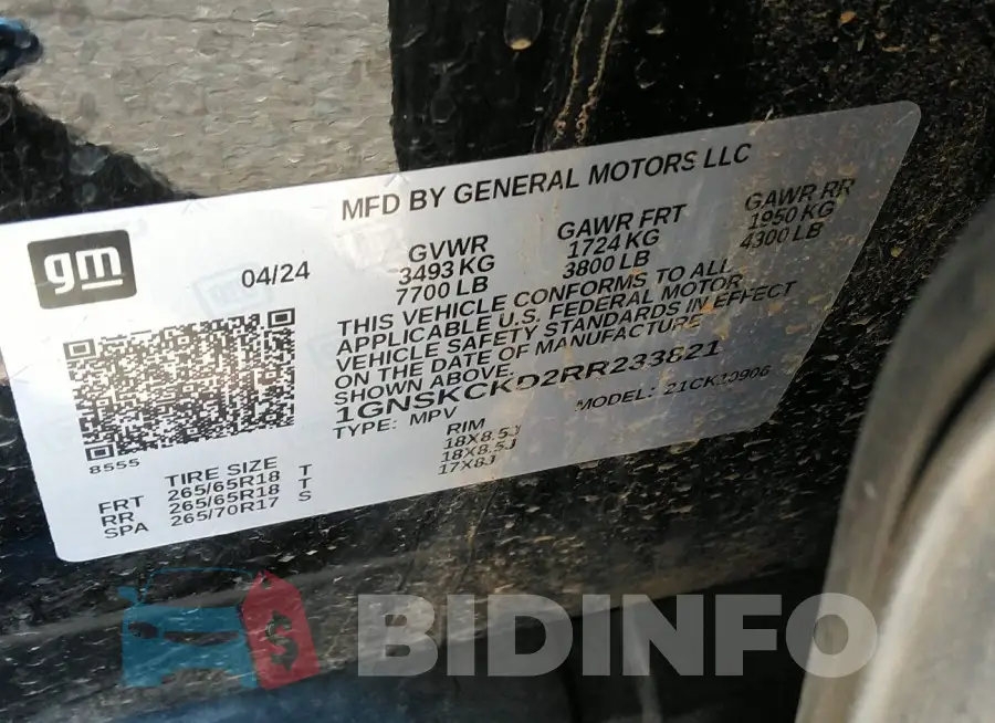 1GNSKCKD2RR233821 Photo# 9