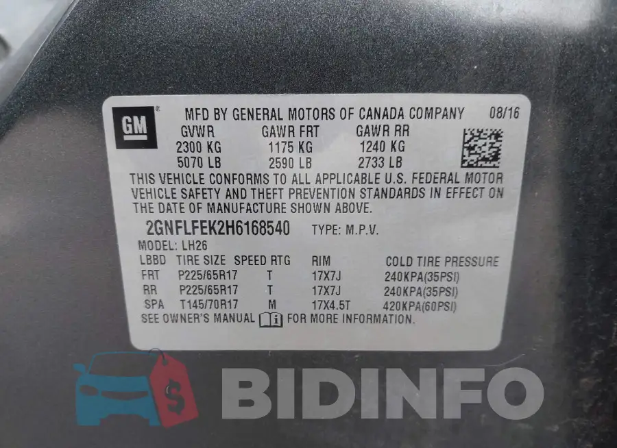 2GNFLFEK2H6168540 Photo# 9