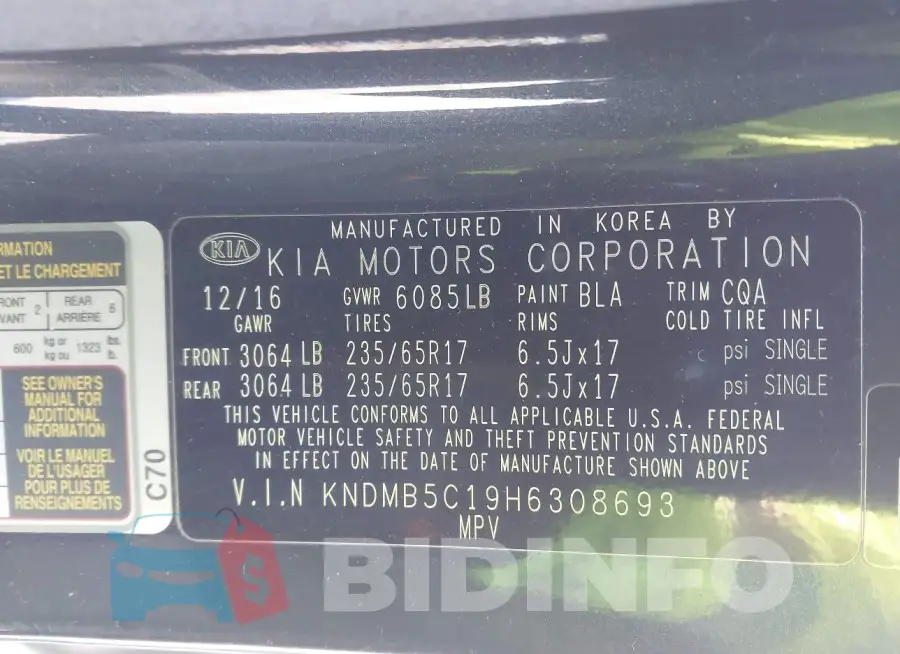 KNDMB5C19H6308693 Photo# 9