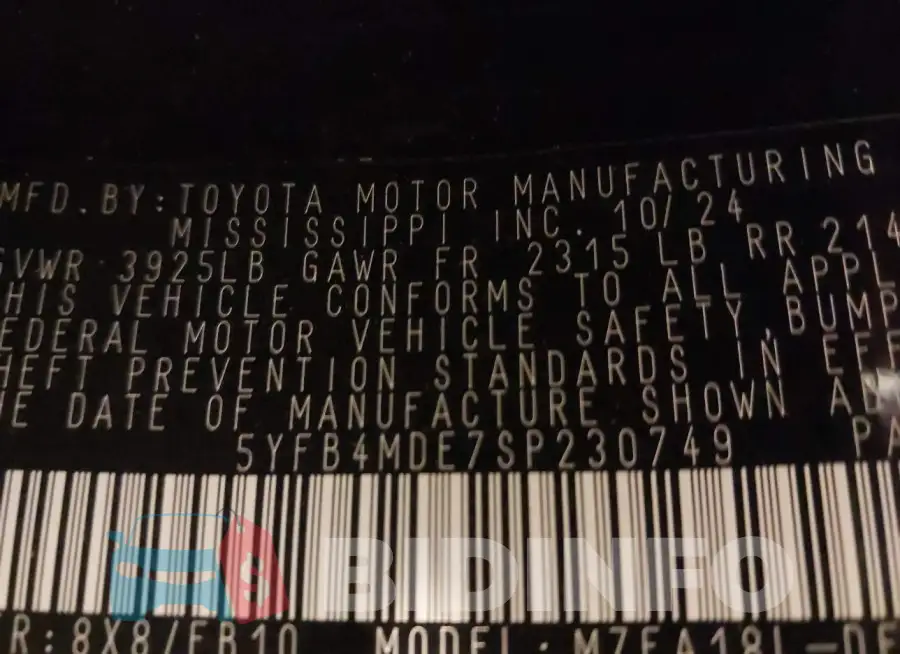5YFB4MDE7SP230749 Photo# 9