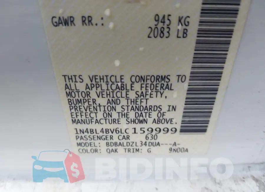 1N4BL4BV6LC159999 Photo# 9