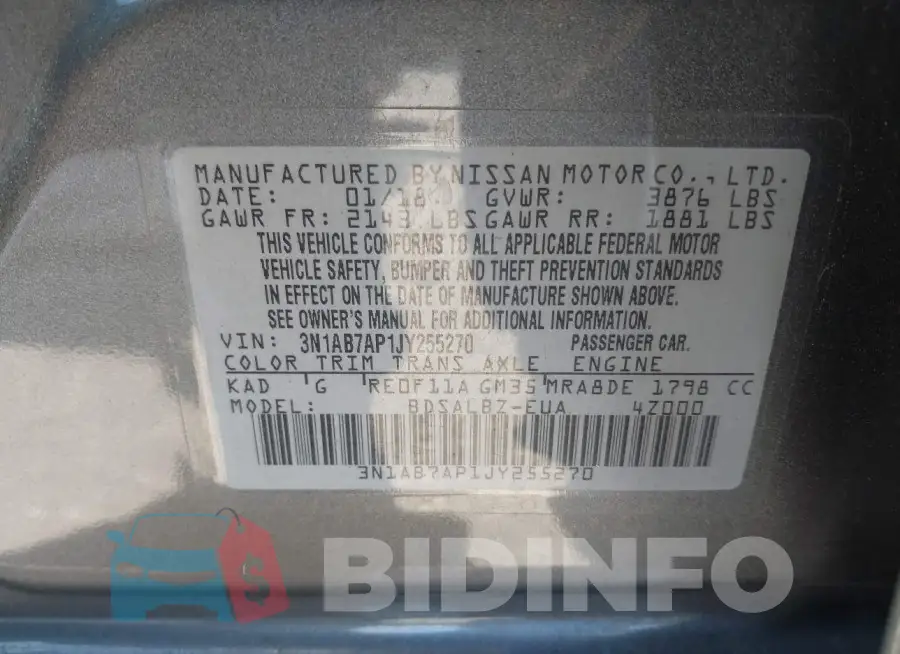 3N1AB7AP1JY255270 Photo# 9
