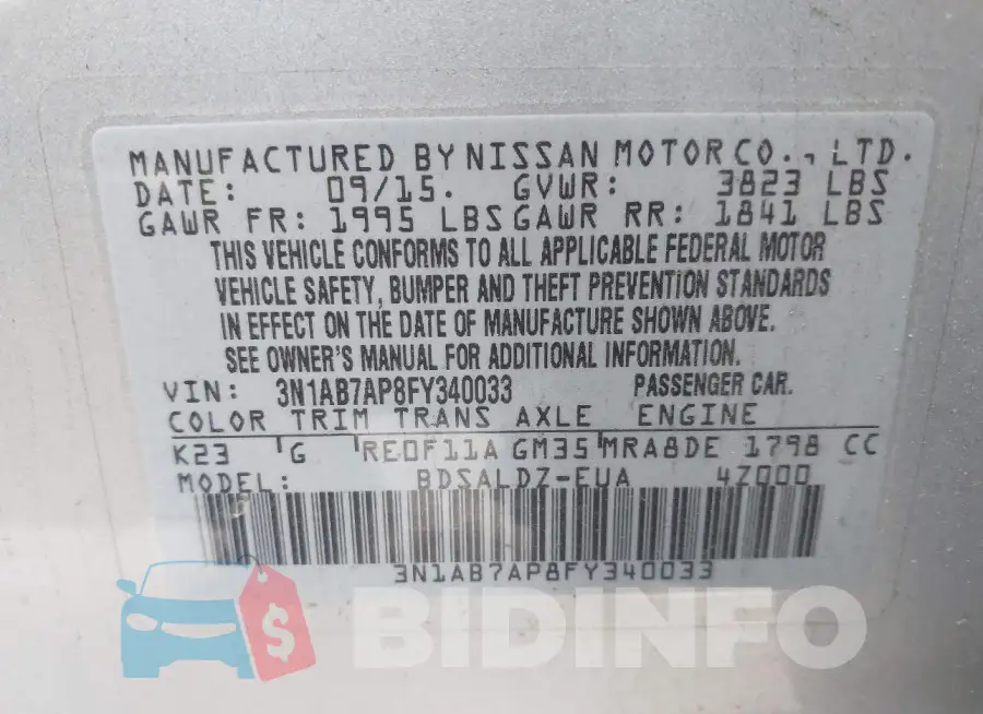 3N1AB7AP8FY340033 Photo# 9