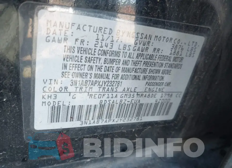 3N1AB7APXJY232781 Photo# 9