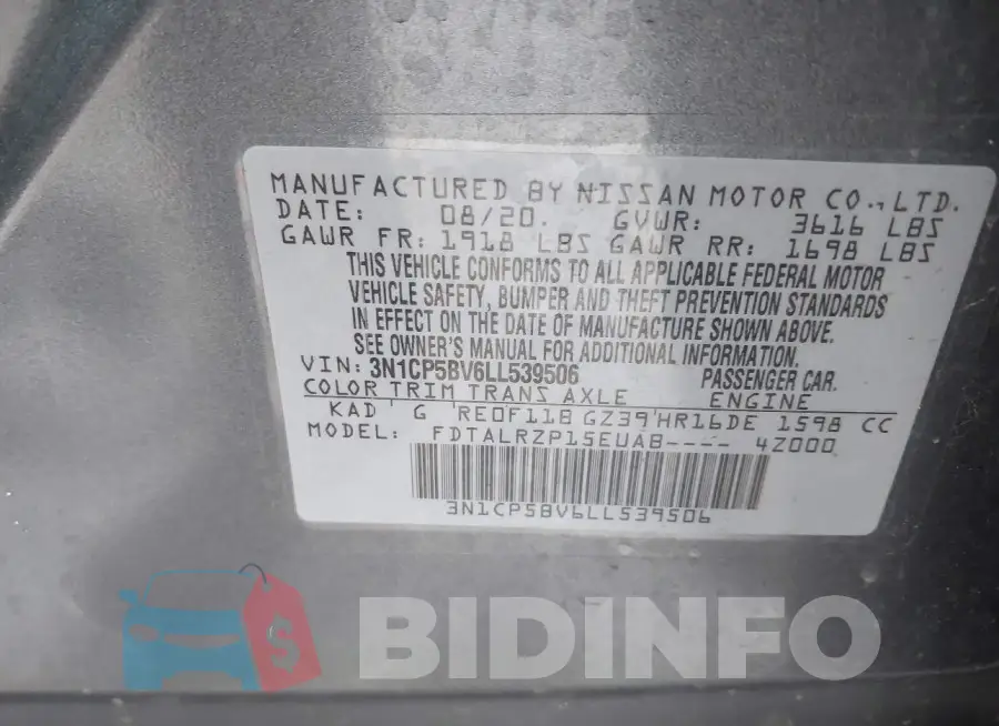 3N1CP5BV6LL539506 Photo# 9