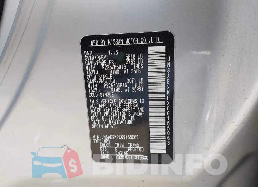 JN8AE2KPXG9155063 Photo# 9