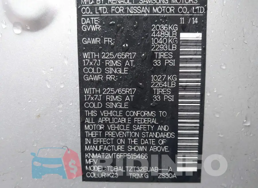 KNMAT2MT6FP515466 Photo# 9
