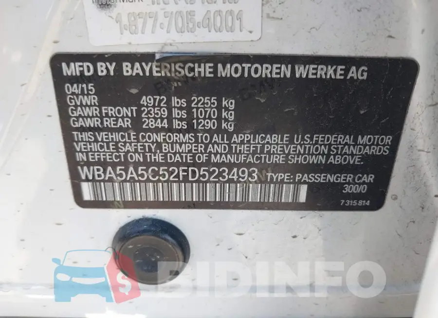 WBA5A5C52FD523493 Photo# 9
