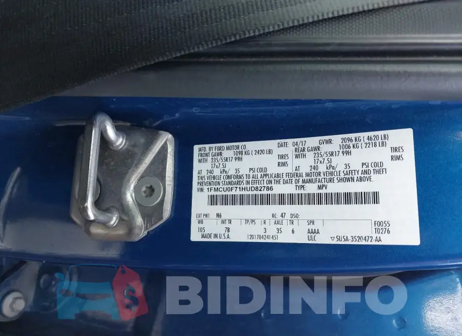 1FMCU0F71HUD82786 Photo# 9