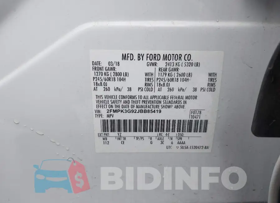 2FMPK3G92JBB85419 Photo# 9