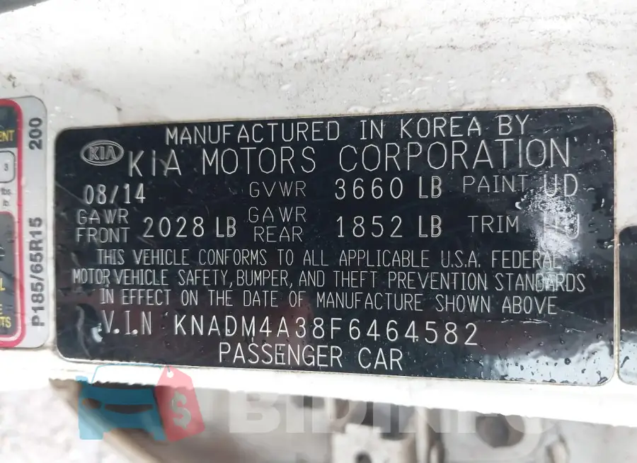 KNADM4A38F6464582 Photo# 9