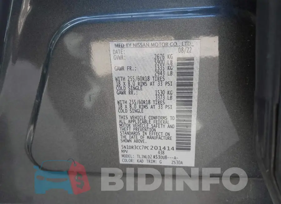 5N1DR3CC7PC201414 Photo# 9